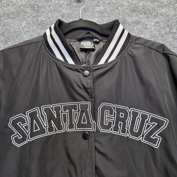 Santa Cruz Jacket Mens Large Varsity Bomber Snap Button Skateboard Polyester - Picture 2 of 11